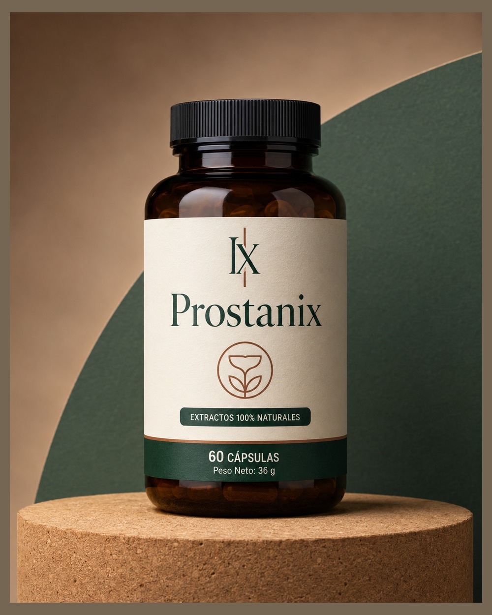 Prostanix en una composición de estudio con tonos crema y verdes